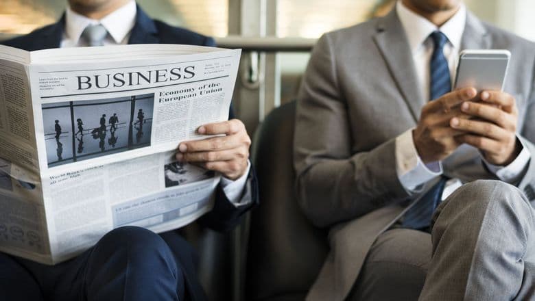 Man reading a newspaper
